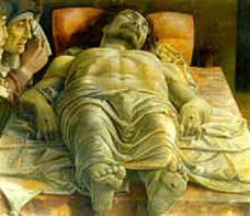 Particolare del Cristo morto (1480?) di Andrea Mantegna, Pinacoteca di Brera, Milano Particolare del Cristo morto (1480?) di Andrea Mantegna, Pinacoteca di Brera, Milano